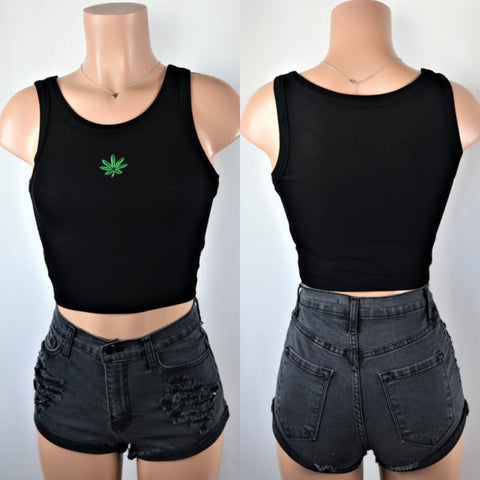 Weed 420 crop tank top