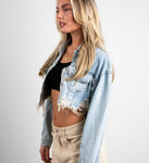 Miami Beach Florida Denim Crop Jacket