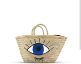 Blue Evil eye straw purse