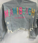 Miami Beach Florida Denim Crop Jacket