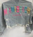 Miami Beach Florida Denim Crop Jacket