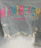 Miami Beach Florida Denim Crop Jacket