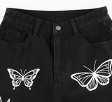 Black Butterfly Denim Jeans