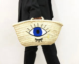 Blue Evil eye straw purse