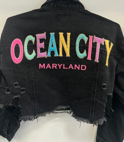 Ocean City Maryland Denim Crop Jacket